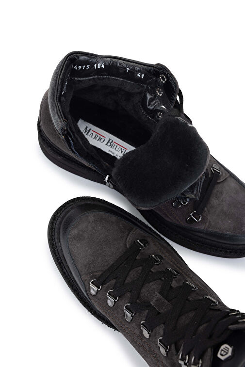 Mario Bruni Erkek Hakiki Deri Gri Casual Bot - Görsel 7