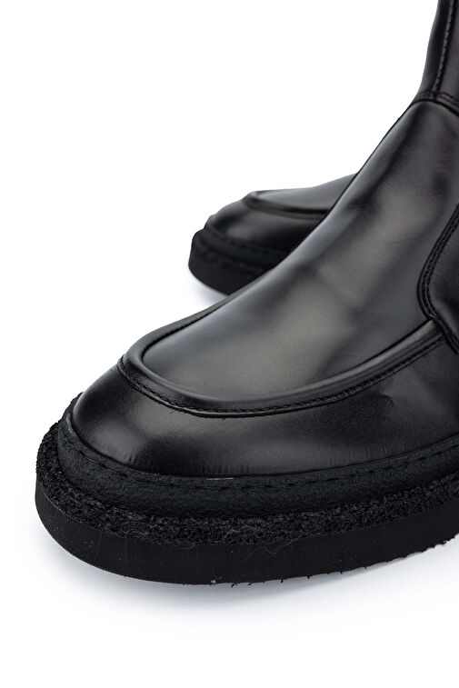 Mario Bruni Erkek Hakiki Deri Siyah Casual Bot - Görsel 4