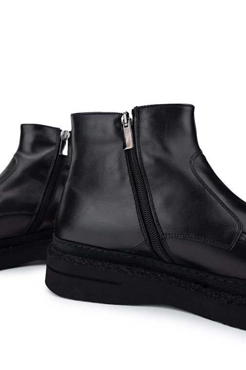 Mario Bruni Erkek Hakiki Deri Siyah Casual Bot - Görsel 5