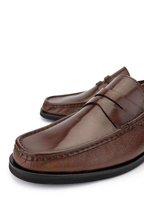 Tamer Tanca Erkek Hakiki Deri Taba Bufalo Loafer Ayakkabı - Görsel 4