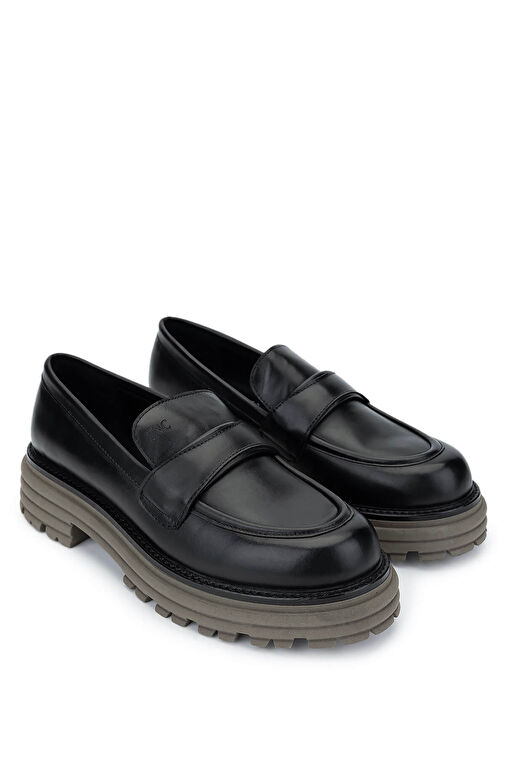 Tamer Tanca Kadın Hakiki Deri Siyah Loafer Ayakkabı - Görsel 3