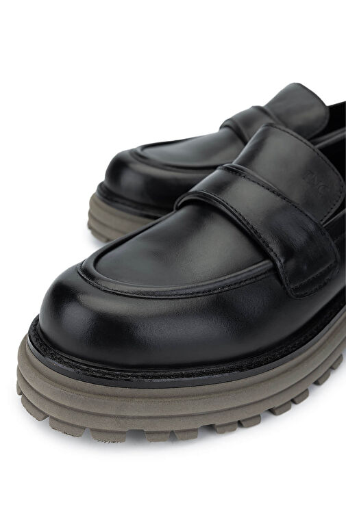 Tamer Tanca Kadın Hakiki Deri Siyah Loafer Ayakkabı - Görsel 4