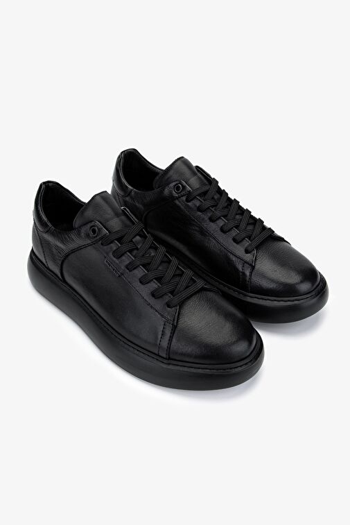 Valmenti Erkek Hakiki Deri Siyah Deri Sneakers & Spor Ayakkabı - Görsel 3