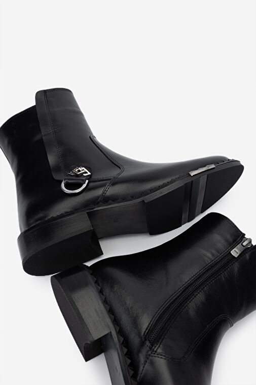 Valmenti Kadın Hakiki Deri Siyah Deri Düz Bot - Görsel 6