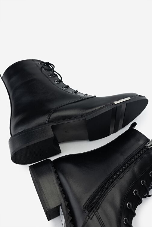 Valmenti Kadın Hakiki Deri Siyah Deri Düz Bot - Görsel 6