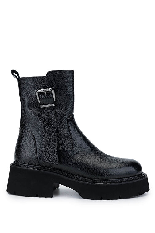 Tamer Tanca Kadın Hakiki Deri Siyah Floter Casual Bot - Görsel 2