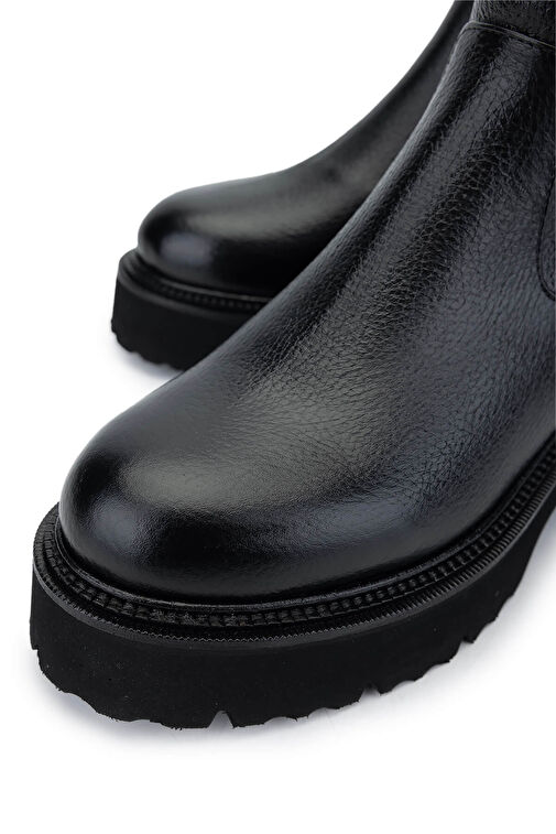 Tamer Tanca Kadın Hakiki Deri Siyah Floter Casual Bot - Görsel 4