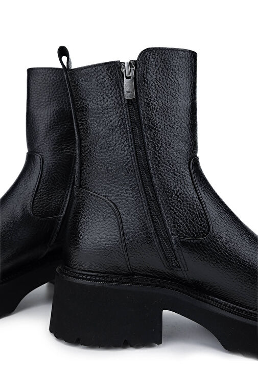 Tamer Tanca Kadın Hakiki Deri Siyah Floter Casual Bot - Görsel 5