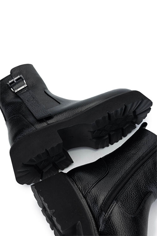 Tamer Tanca Kadın Hakiki Deri Siyah Floter Casual Bot - Görsel 6