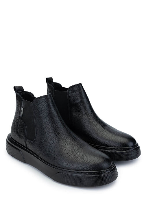 Tamer Tanca Erkek Hakiki Deri Siyah Casual Bot - Görsel 3