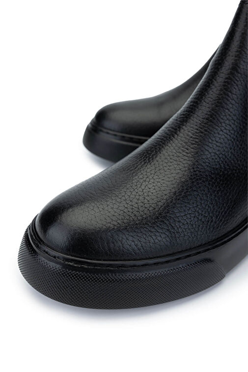 Tamer Tanca Erkek Hakiki Deri Siyah Casual Bot - Görsel 4