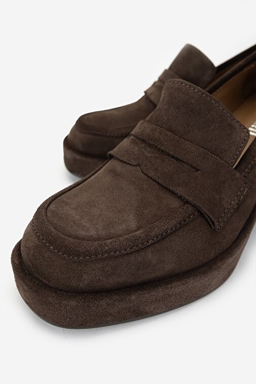 Valmenti Kadın Hakiki Deri Kahverengi Süet Makosen Ayakkabı - Görsel 4