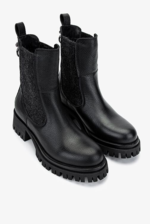 Valmenti Kadın Hakiki Deri Siyah Floter Düz Bot - Görsel 3