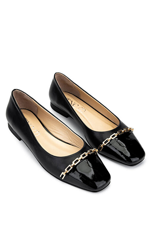 Tamer Tanca Siyah-Kahverengi Kadın Deri Babet 1027 033 BN AYK SK24-25 - Görsel 3