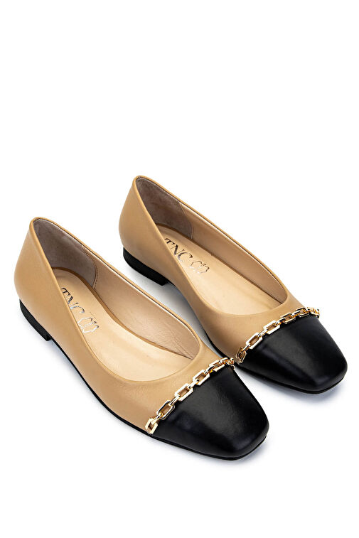 Tamer Tanca Kadın Hakiki Deri Bej Babet Ayakkabı - Görsel 3