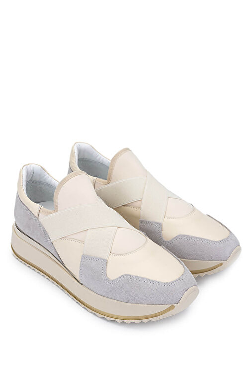 Tamer Tanca Bej-Gri Kadın Deri Sneaker 923 TCSR-072-1 BN AYK SK24-25 - Görsel 3