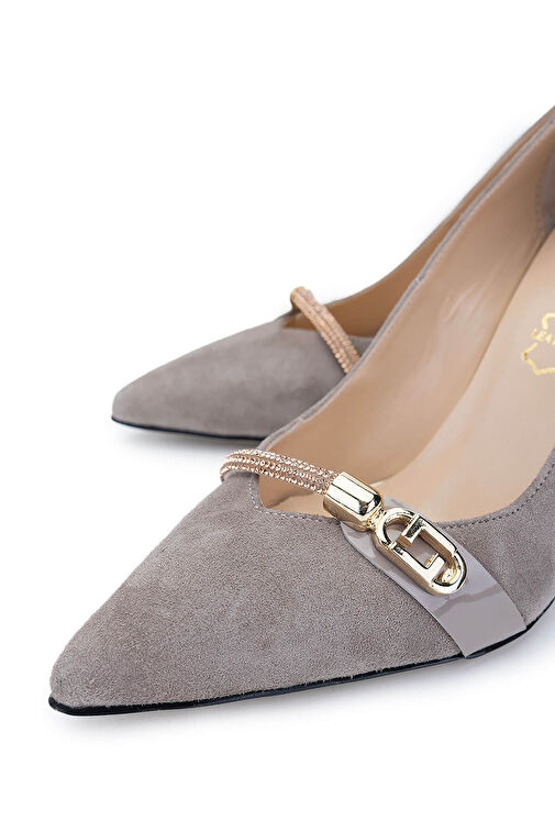 Tamer Tanca Kadın Hakiki Deri Vizon Süet Topuklu Ayakkabı - Görsel 4