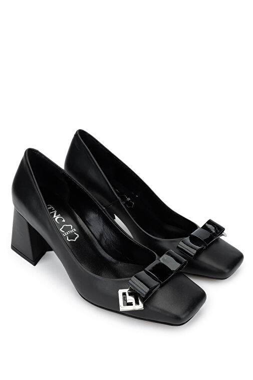 Tamer Tanca Kadın Hakiki Deri Siyah Topuklu Ayakkabı - Görsel 3