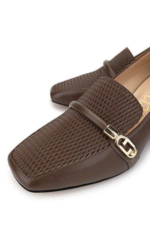 Tamer Tanca Kadın Hakiki Deri Kahverengi Topuklu Ayakkabı - Görsel 4