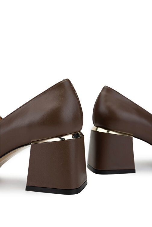 Tamer Tanca Kadın Hakiki Deri Kahverengi Topuklu Ayakkabı - Görsel 6