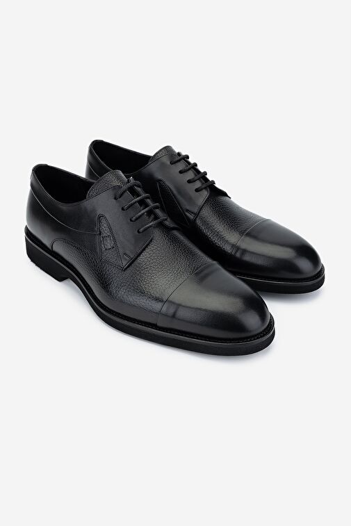 Valmenti Erkek Hakiki Deri Siyah Klasik Ayakkabı - Görsel 3