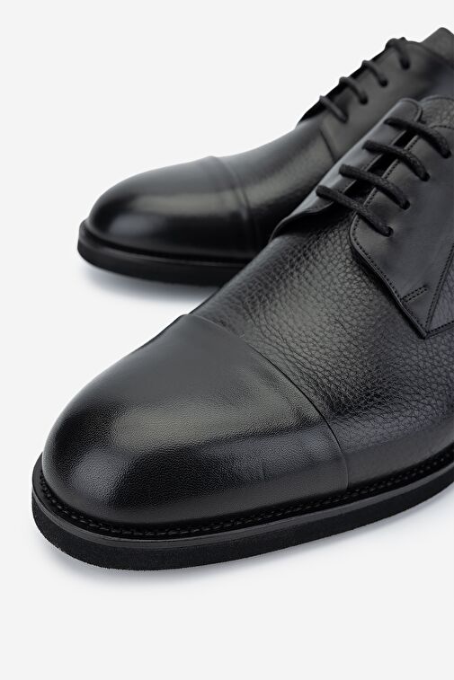 Valmenti Erkek Hakiki Deri Siyah Klasik Ayakkabı - Görsel 4