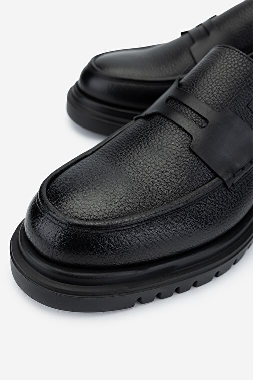 Valmenti Erkek Hakiki Deri Siyah Floter Loafer Ayakkabı - Görsel 4