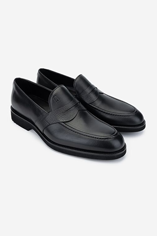 Valmenti Erkek Hakiki Deri Siyah Loafer Ayakkabı - Görsel 3