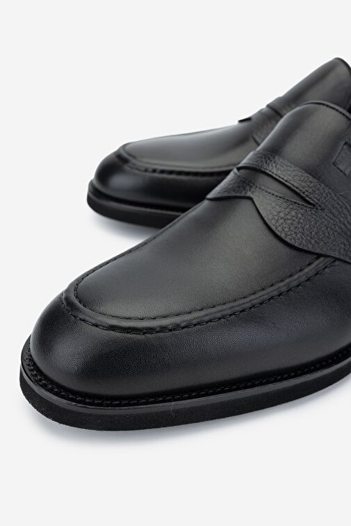 Valmenti Erkek Hakiki Deri Siyah Loafer Ayakkabı - Görsel 4