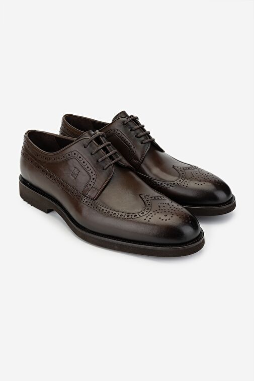 Valmenti Erkek Hakiki Deri Kahverengi Klasik Ayakkabı - Görsel 3