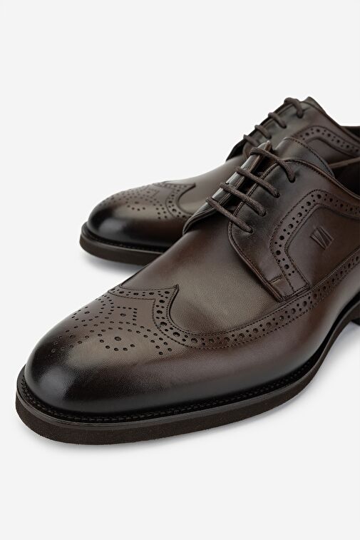 Valmenti Erkek Hakiki Deri Kahverengi Klasik Ayakkabı - Görsel 4