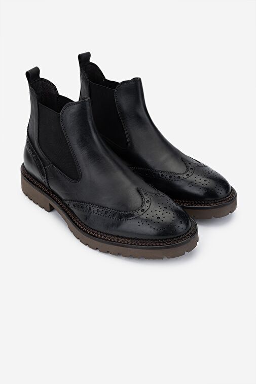 Valmenti Erkek Hakiki Deri Siyah Casual Bot - Görsel 3