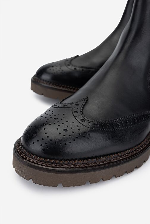 Valmenti Erkek Hakiki Deri Siyah Casual Bot - Görsel 4