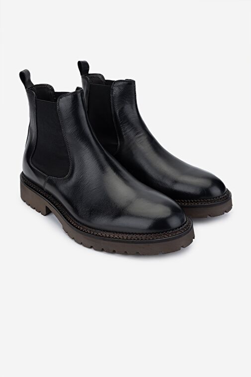 Valmenti Erkek Hakiki Deri Siyah Casual Bot - Görsel 3