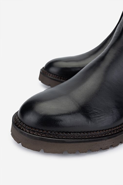 Valmenti Erkek Hakiki Deri Siyah Casual Bot - Görsel 4