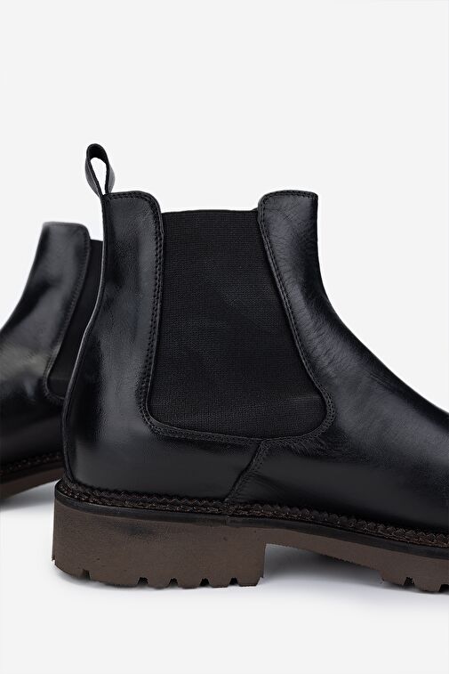 Valmenti Erkek Hakiki Deri Siyah Casual Bot - Görsel 5