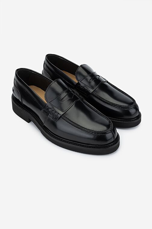 Valmenti Erkek Hakiki Deri Siyah Loafer Ayakkabı - Görsel 3