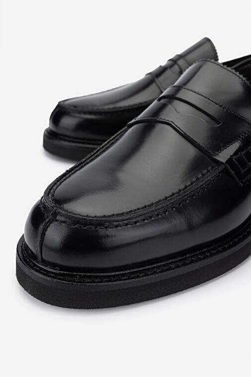 Valmenti Erkek Hakiki Deri Siyah Loafer Ayakkabı - Görsel 5