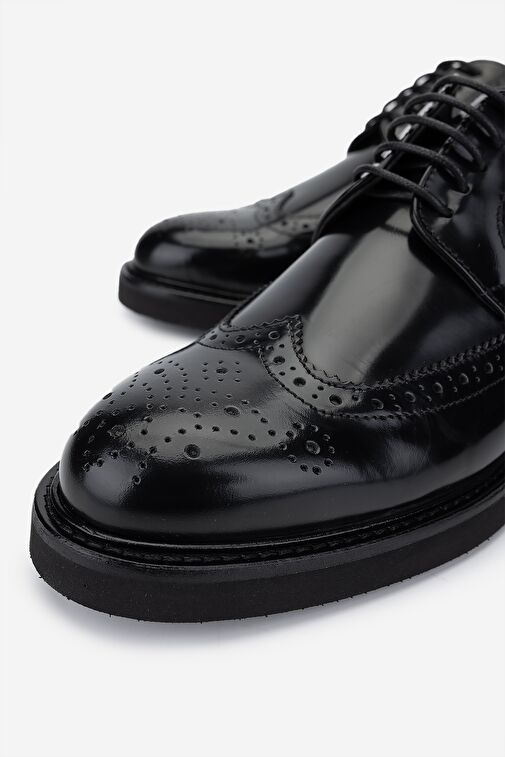 Valmenti Erkek Hakiki Deri Siyah Klasik Ayakkabı - Görsel 4