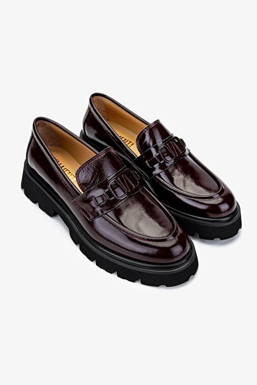 Valmenti Kadın Hakiki Deri Bordo Loafer Ayakkabı - Görsel 3