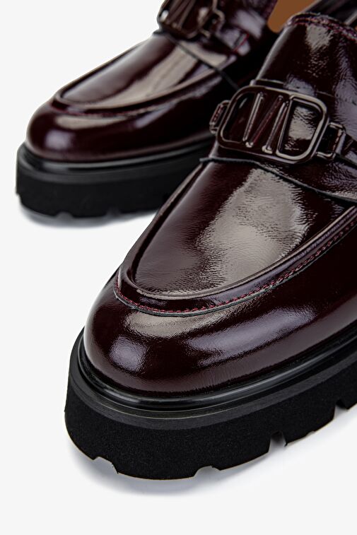 Valmenti Kadın Hakiki Deri Bordo Loafer Ayakkabı - Görsel 4