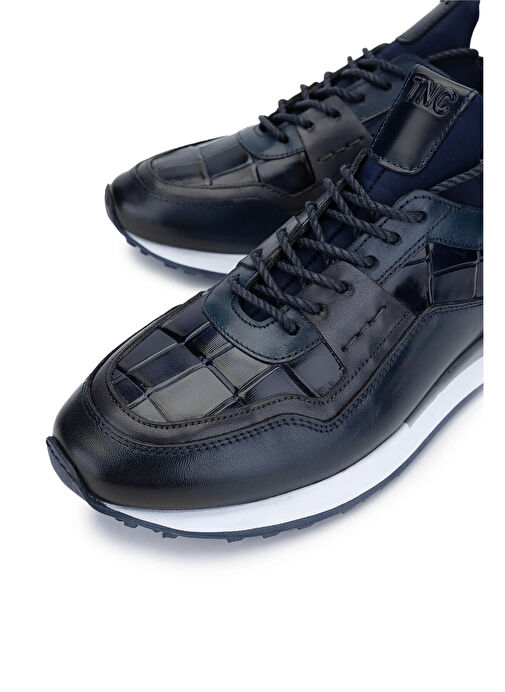 Tamer Tanca Erkek Hakiki Deri Lacivert Sneakers & Spor Ayakkabı - Görsel 4