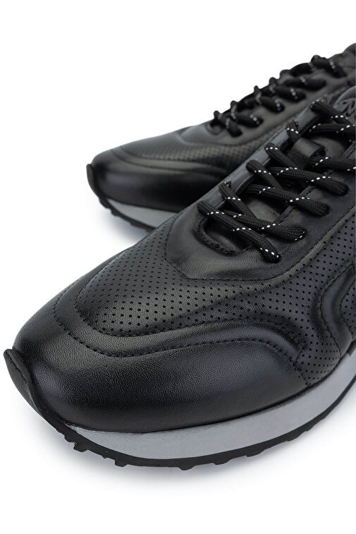 Tamer Tanca Erkek Hakiki Deri Siyah Sneakers & Spor Ayakkabı - Görsel 4