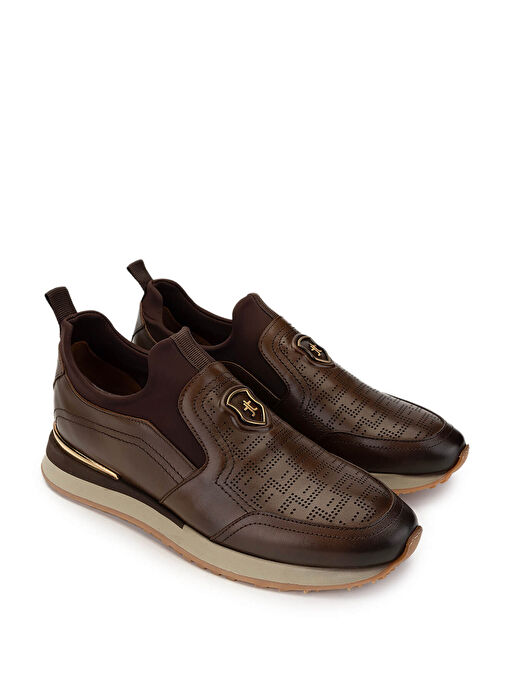 Tamer Tanca Erkek Hakiki Deri Kahverengi Sneakers & Spor Ayakkabı - Görsel 3