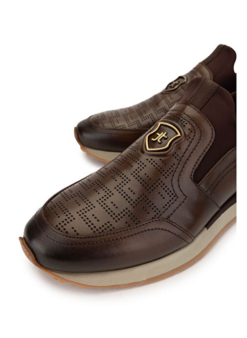 Tamer Tanca Erkek Hakiki Deri Kahverengi Sneakers & Spor Ayakkabı - Görsel 4