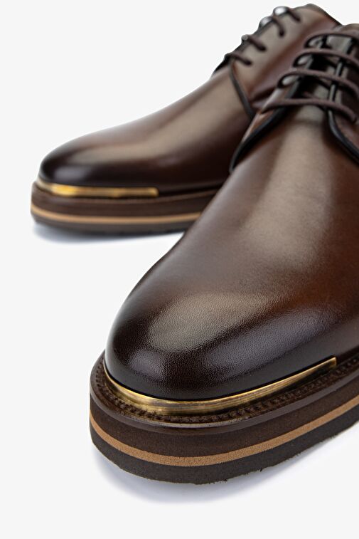 Valmenti Erkek Hakiki Deri Kahverengi Klasik Ayakkabı - Görsel 5