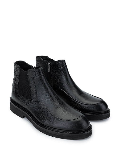 Tamer Tanca Erkek Hakiki Deri Siyah Deri Casual Bot - Görsel 3