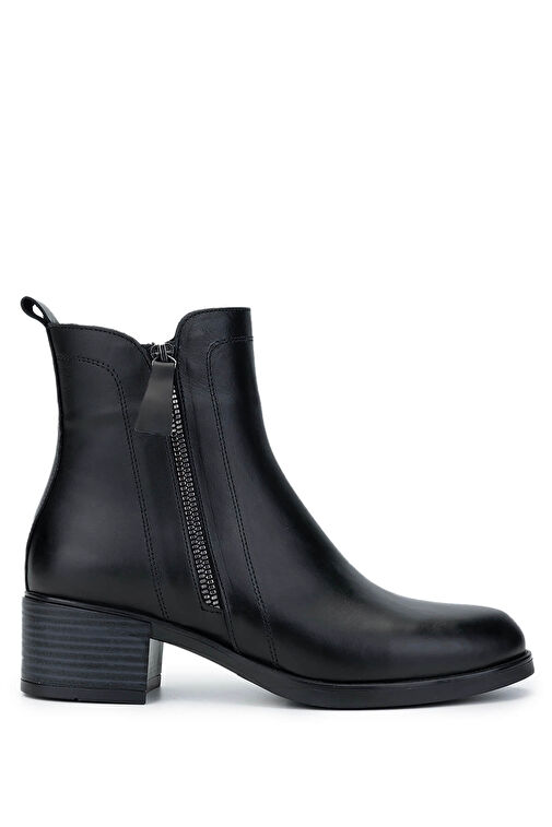 Tamer Tanca Kadın Hakiki Deri Siyah Deri Topuklu Bot - Görsel 2