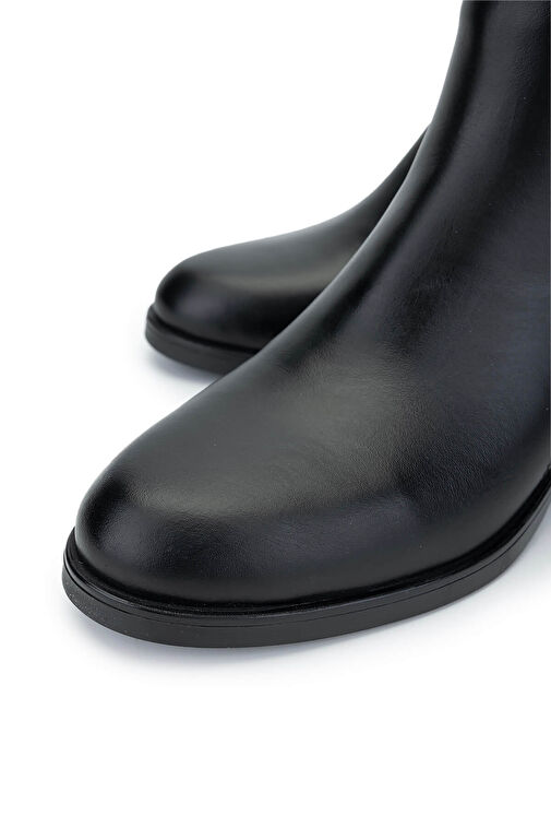 Tamer Tanca Kadın Hakiki Deri Siyah Deri Topuklu Bot - Görsel 4