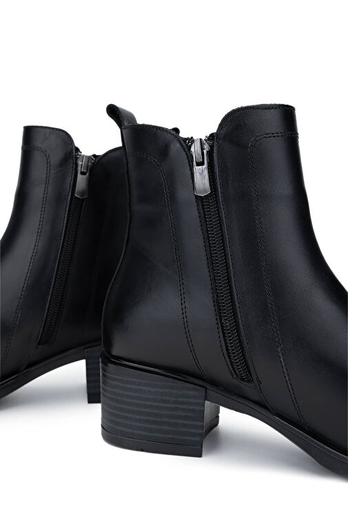 Tamer Tanca Kadın Hakiki Deri Siyah Deri Topuklu Bot - Görsel 6